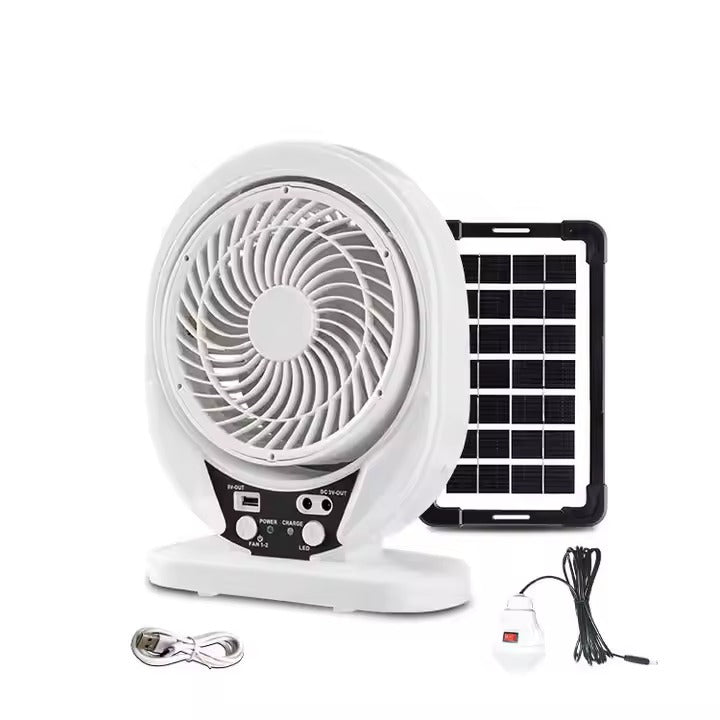 VENTILADOR SOLAR+BOMBILLO AHORRADOR SolarCool & Light💡🌞